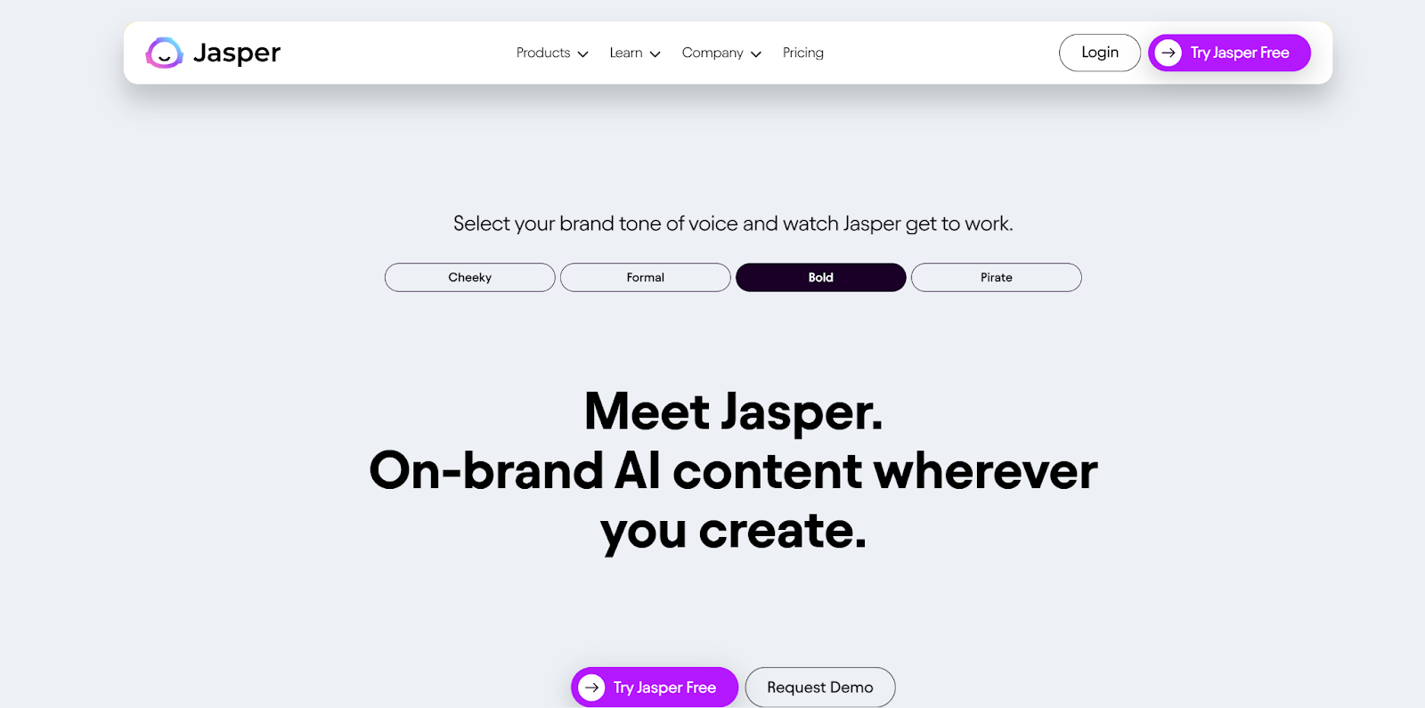 a screenshot featuring Jasper ai homepage 