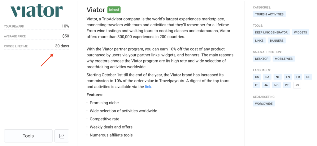 Viator affiliate program